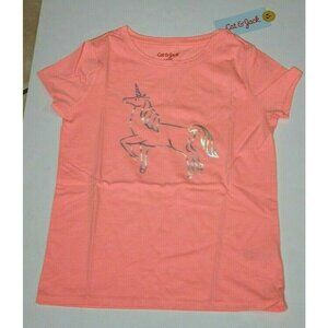 Cat Jack shirt Unicorn short sleeve peach pink youth girls small 6 new